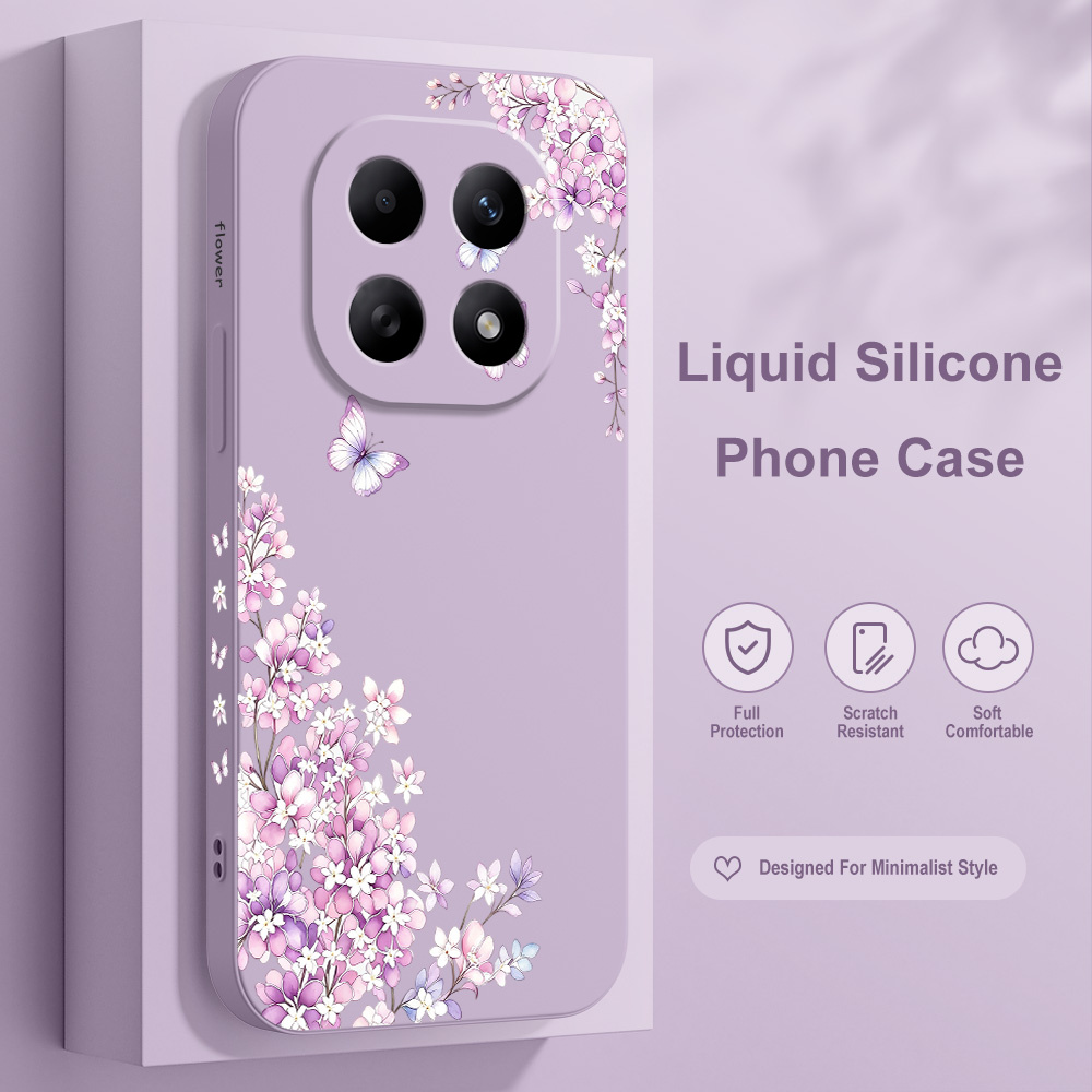 Phone Cases Xiaomi 15 - Фиолетовый чехол с цветочным принтом для