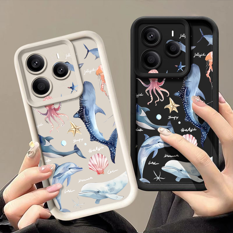 Phone Cases Xiaomi 15 - Мягкий чехол с милым рисунком дельфина